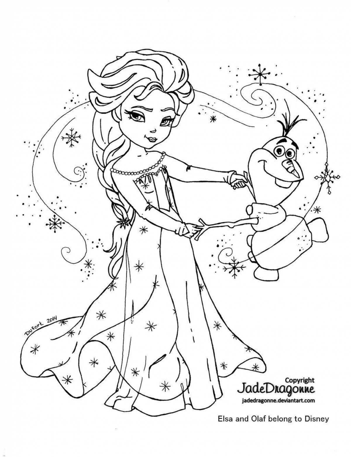 Coloring princess elsa for kids