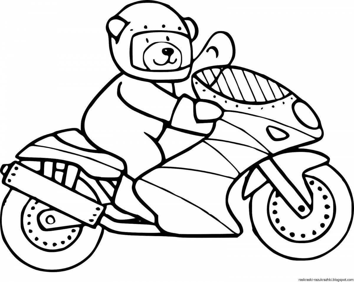 Красочная страница раскраски мотоциклов для детей