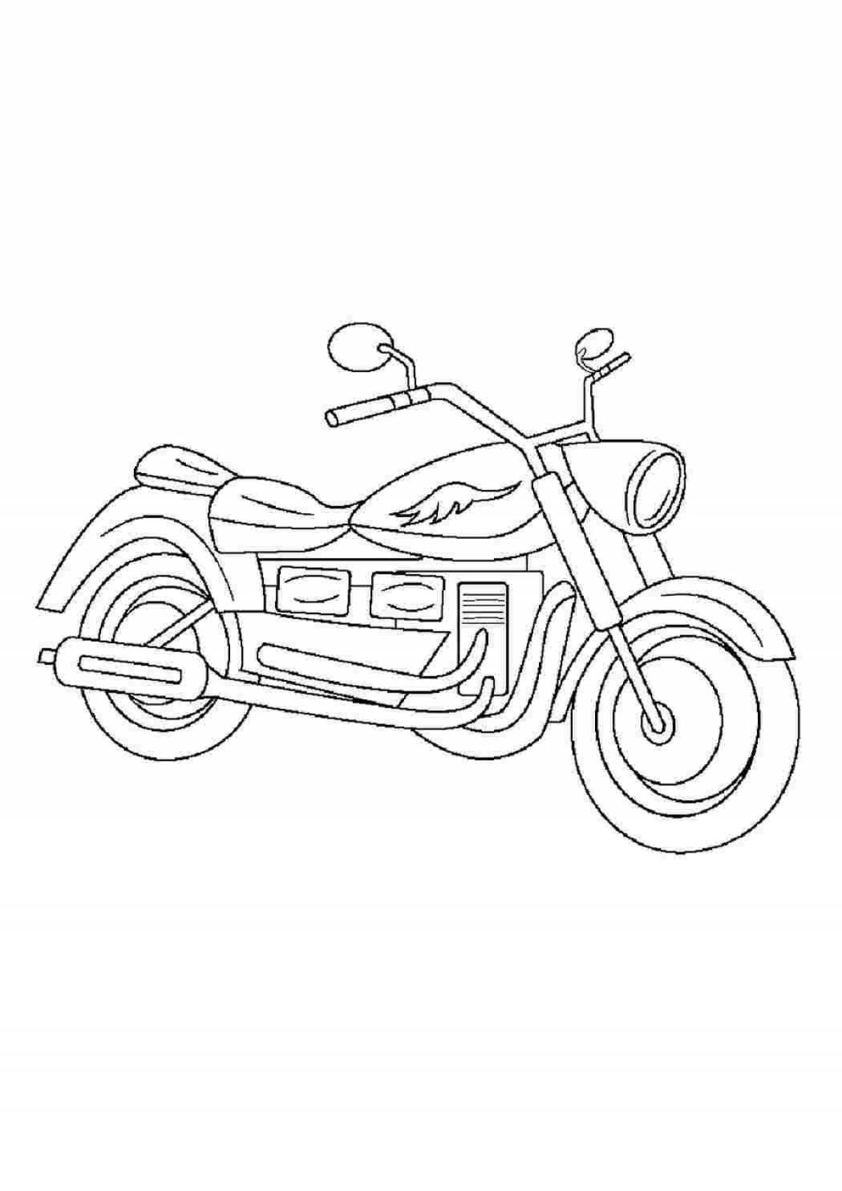 Playful motorcycle coloring page for kids