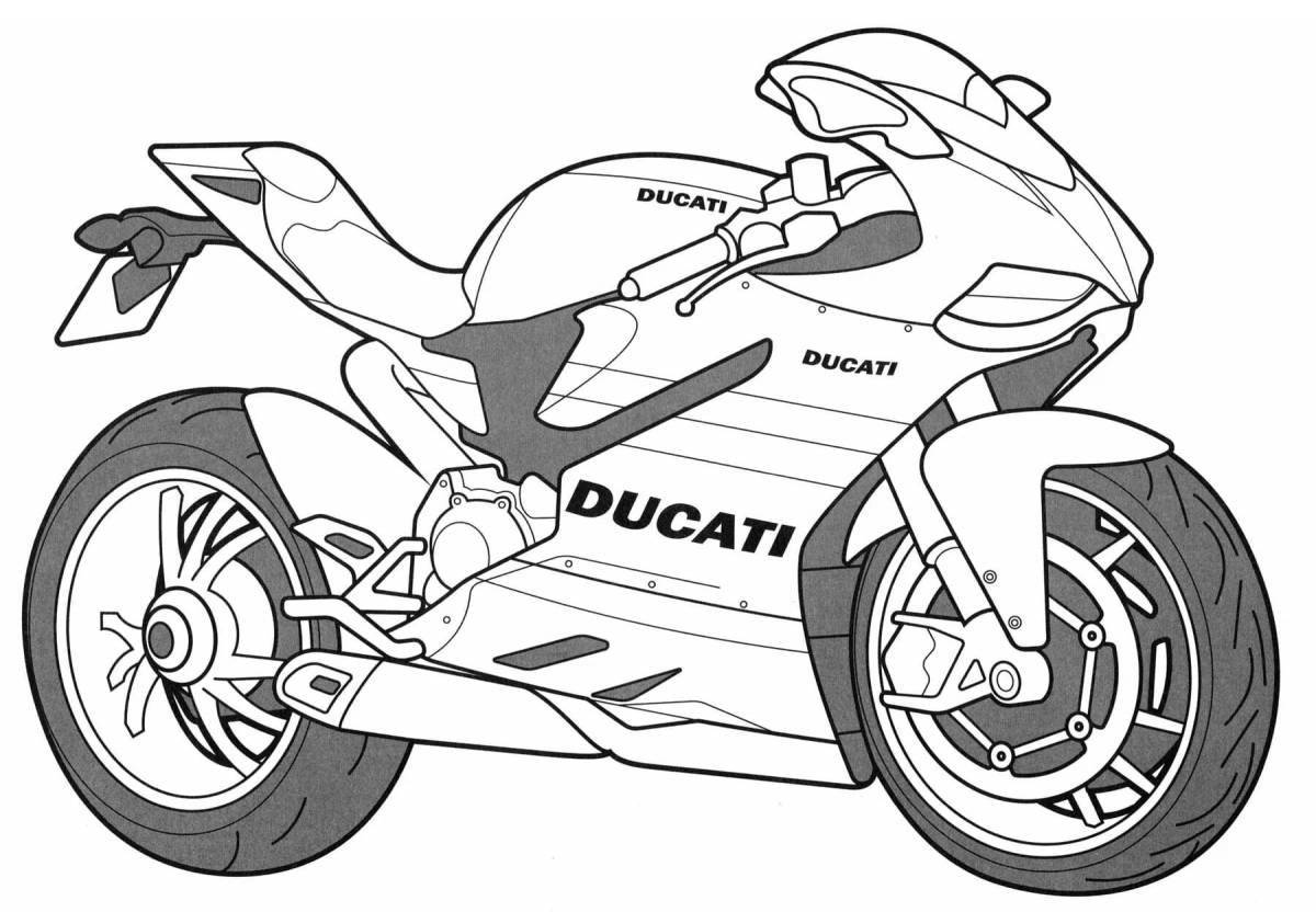 Great motorcycle coloring book for kids