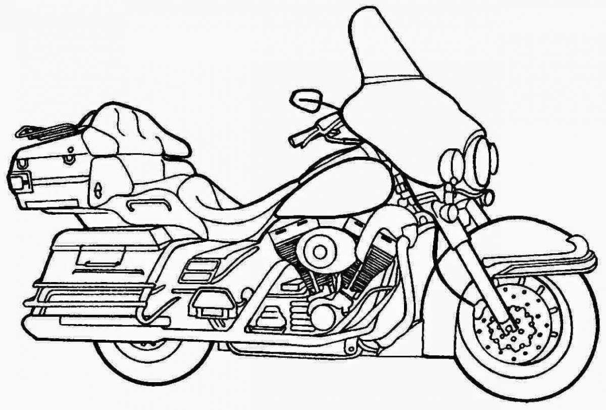 Cute motorcycle coloring page for 7 year olds