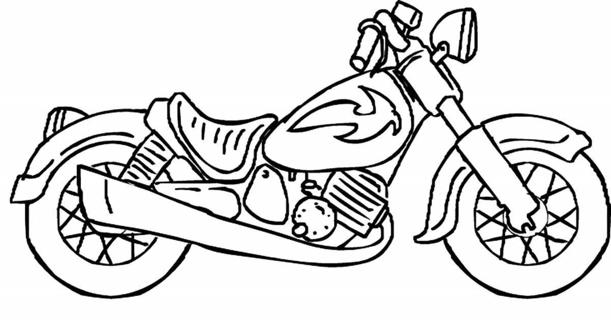 Adorable motorcycle coloring page for kids