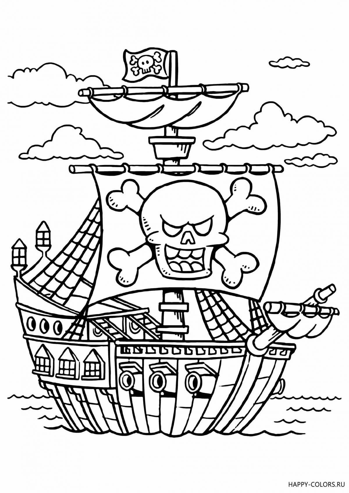 Увлекательная раскраска пиратского корабля для детей