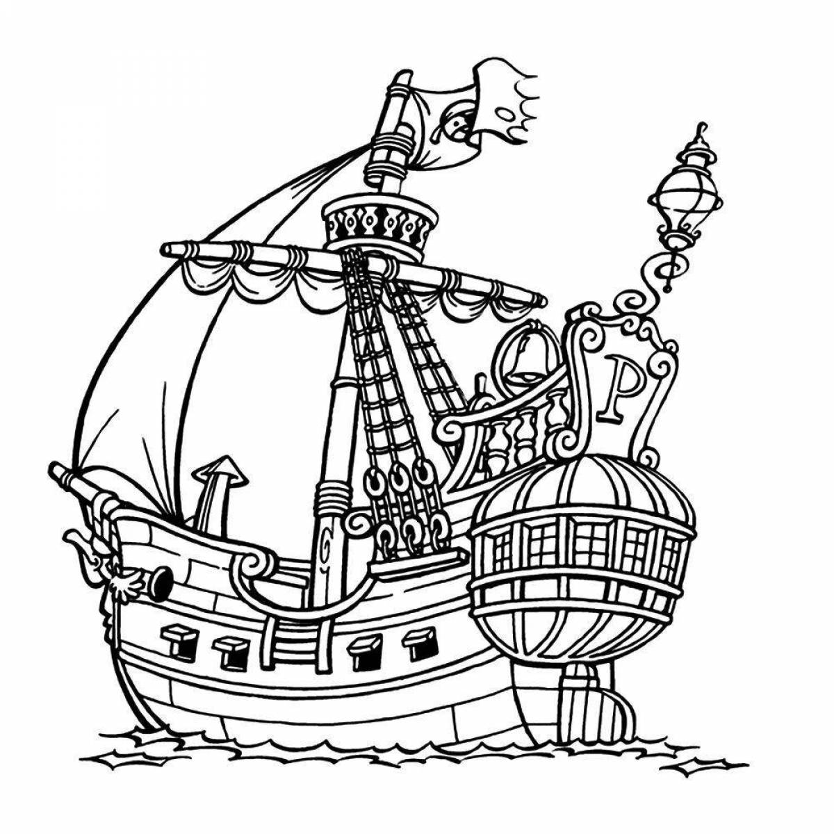 Приключенческий пиратский корабль раскраски для детей