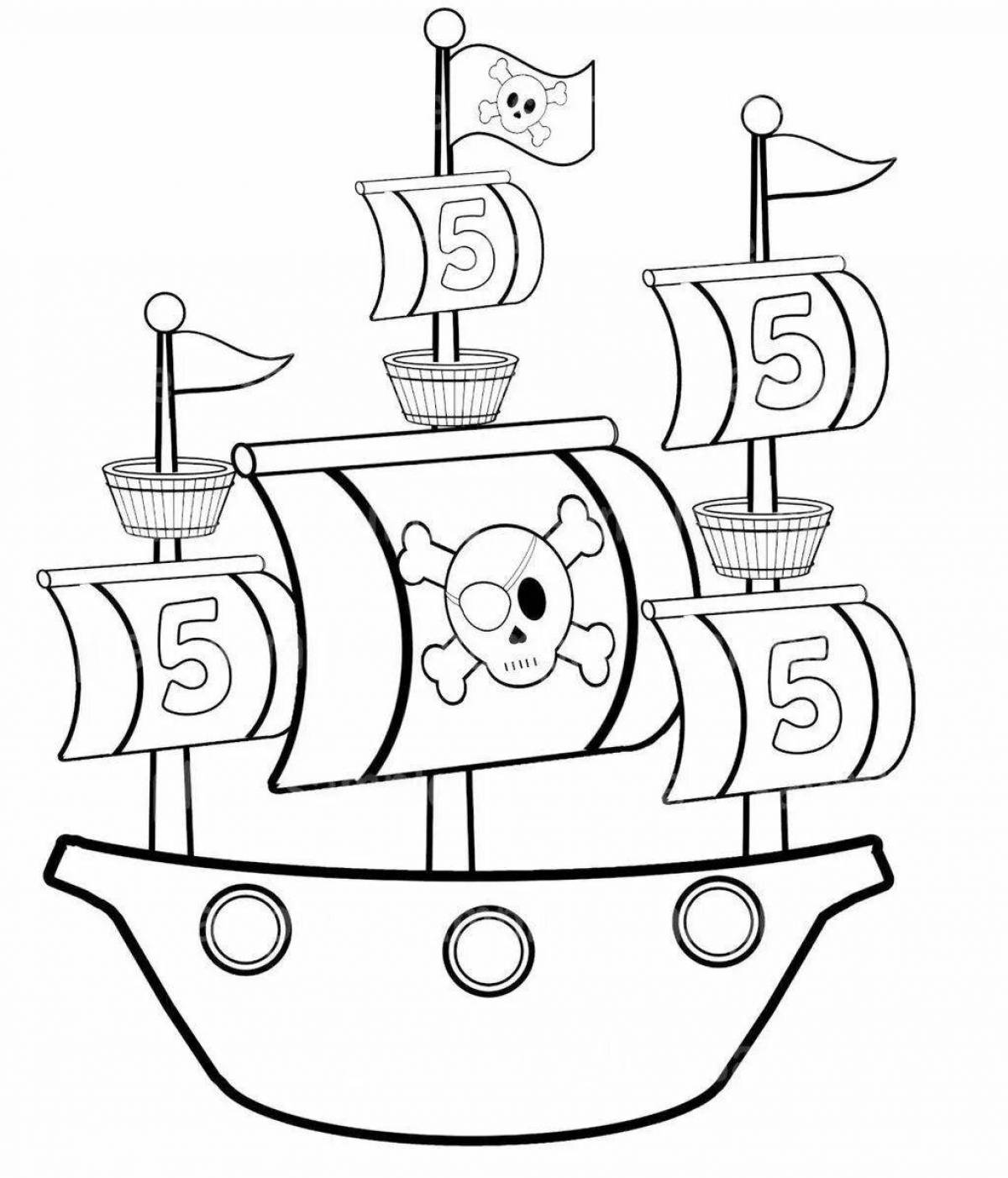 Очаровательная раскраска пиратского корабля для детей