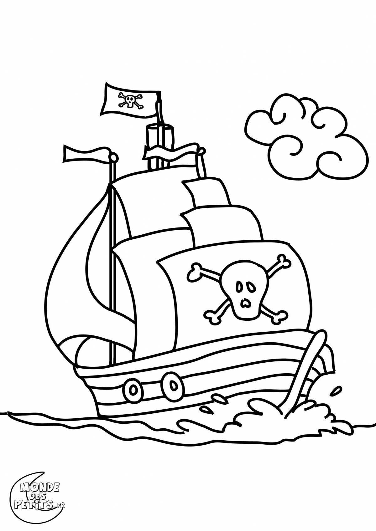 Ослепительный пиратский корабль раскраски для детей
