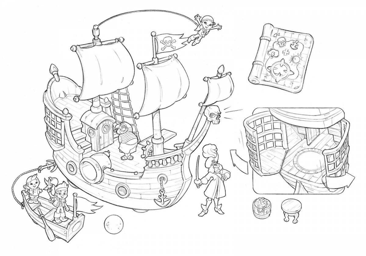 Выдающийся пиратский корабль раскраски для детей