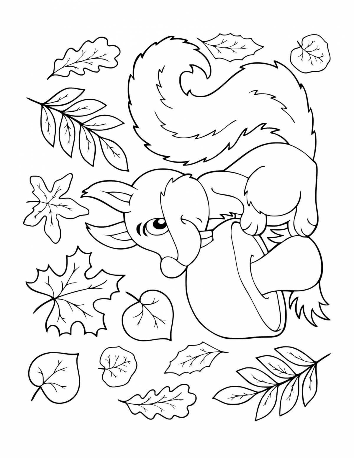 Adorable autumn coloring book for 5-6 year olds