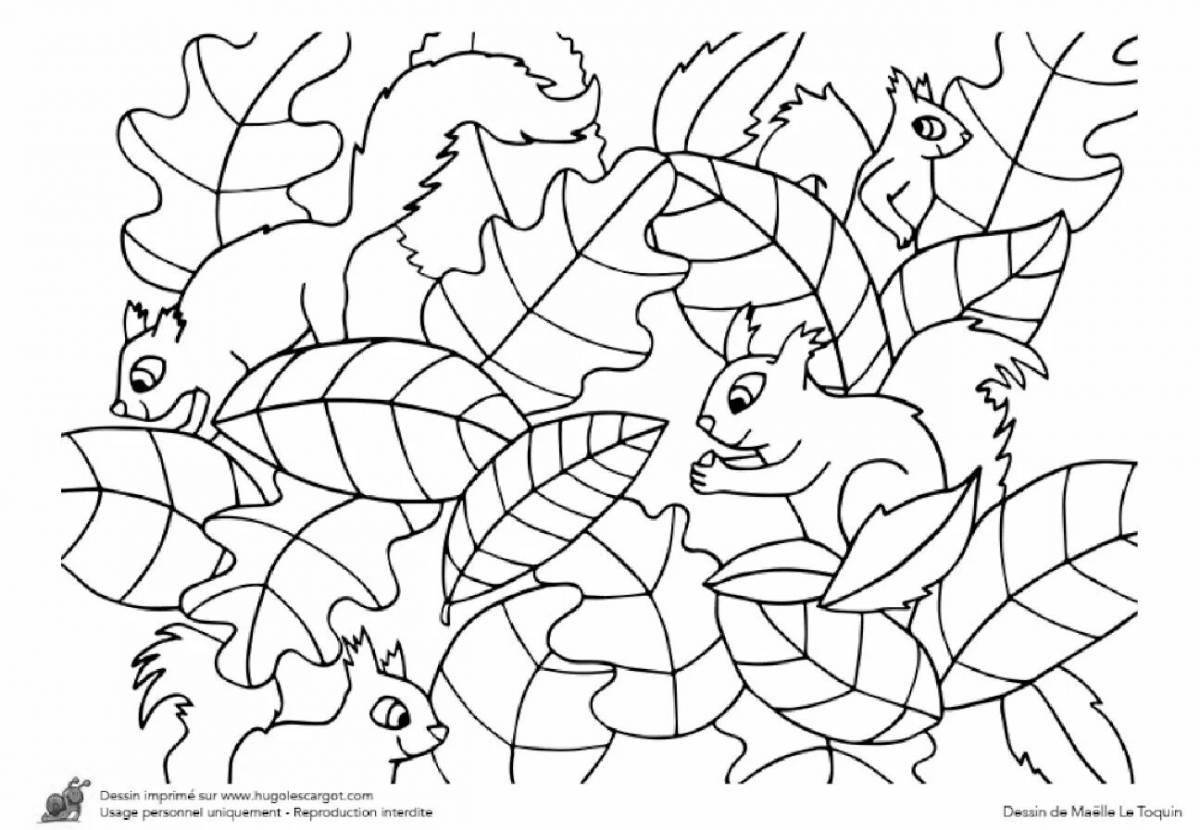 Cute autumn coloring book for 5-6 year olds