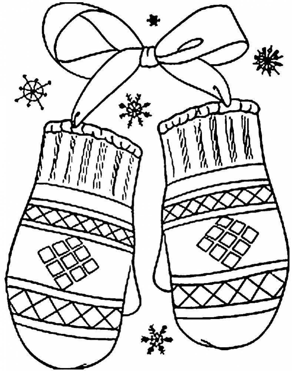 Coloring page adorable mittens for children 4-5 years old