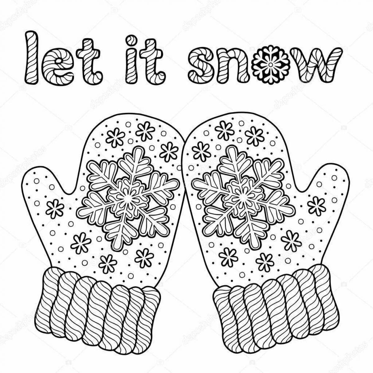 Coloring book nice mittens for children 4-5 years old