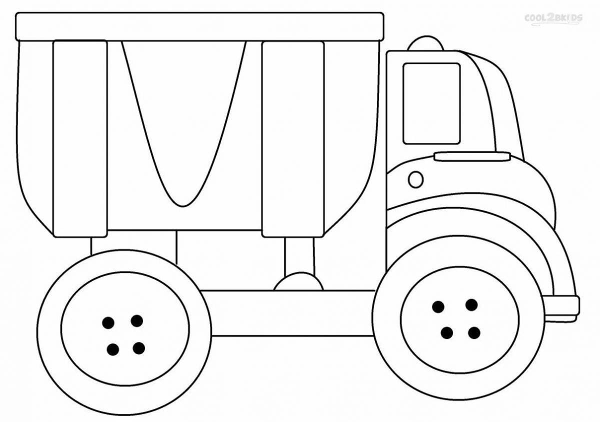 Garbage truck coloring book for children 3-4 years old