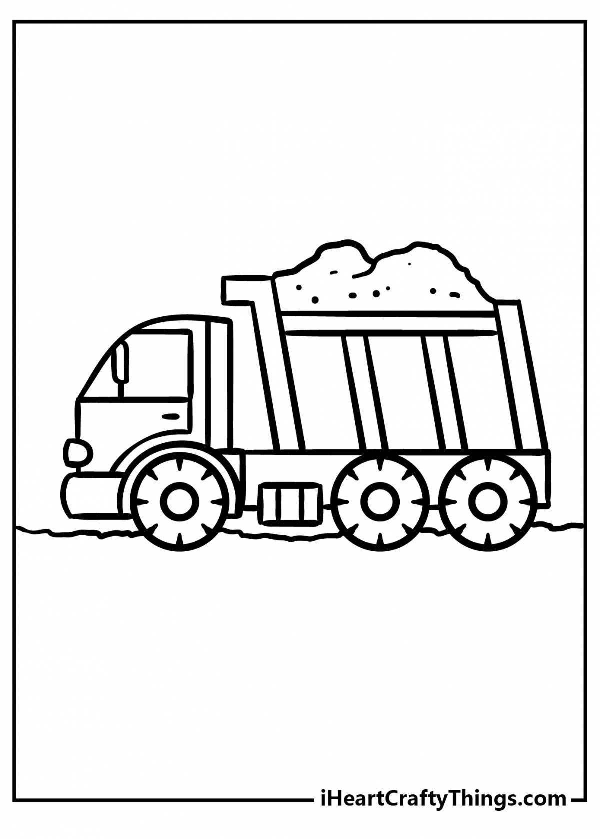 Gorgeous Garbage Truck Coloring Page for 3-4 year olds