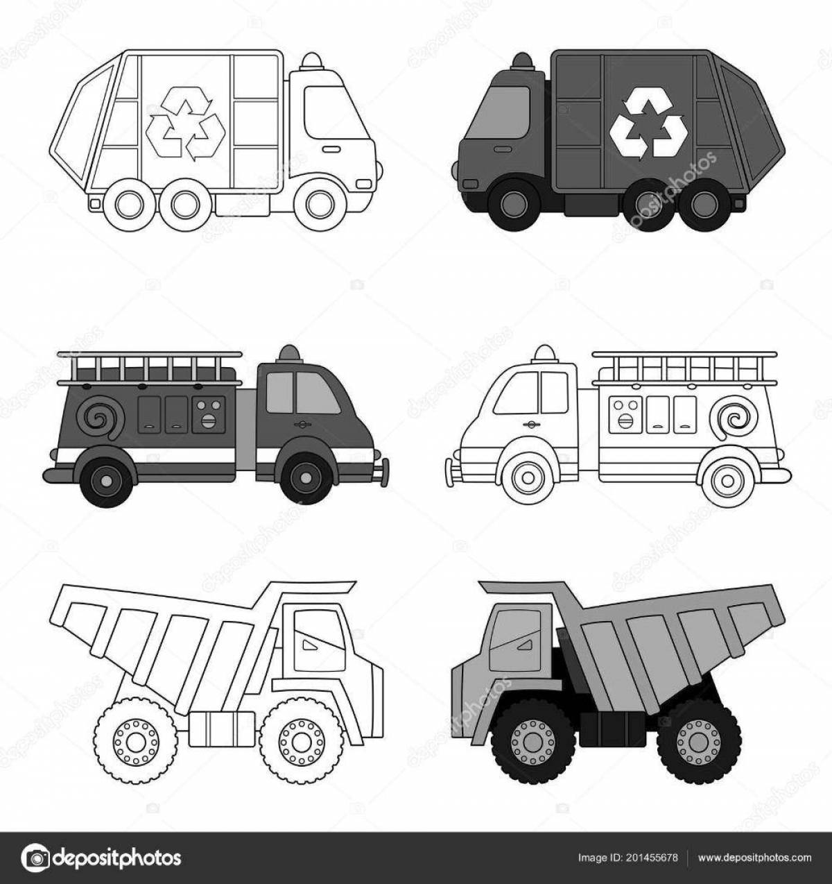 Incredible garbage truck coloring book for kids 3-4 years old