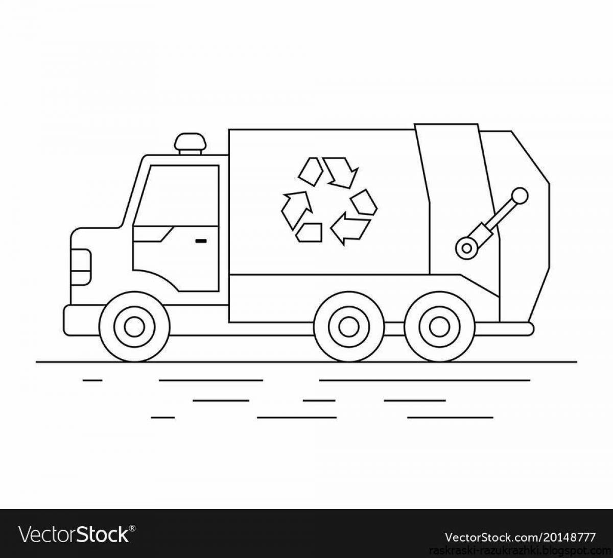 Adorable garbage truck coloring book for 3-4 year olds