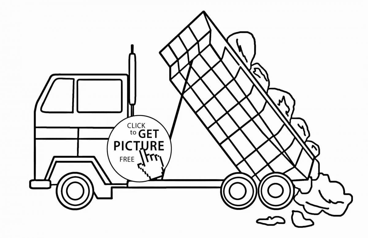 Coloring book famous garbage truck for 3-4 year olds