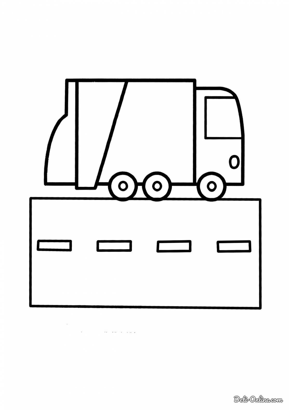 Distinctive garbage truck coloring page for 3-4 year olds