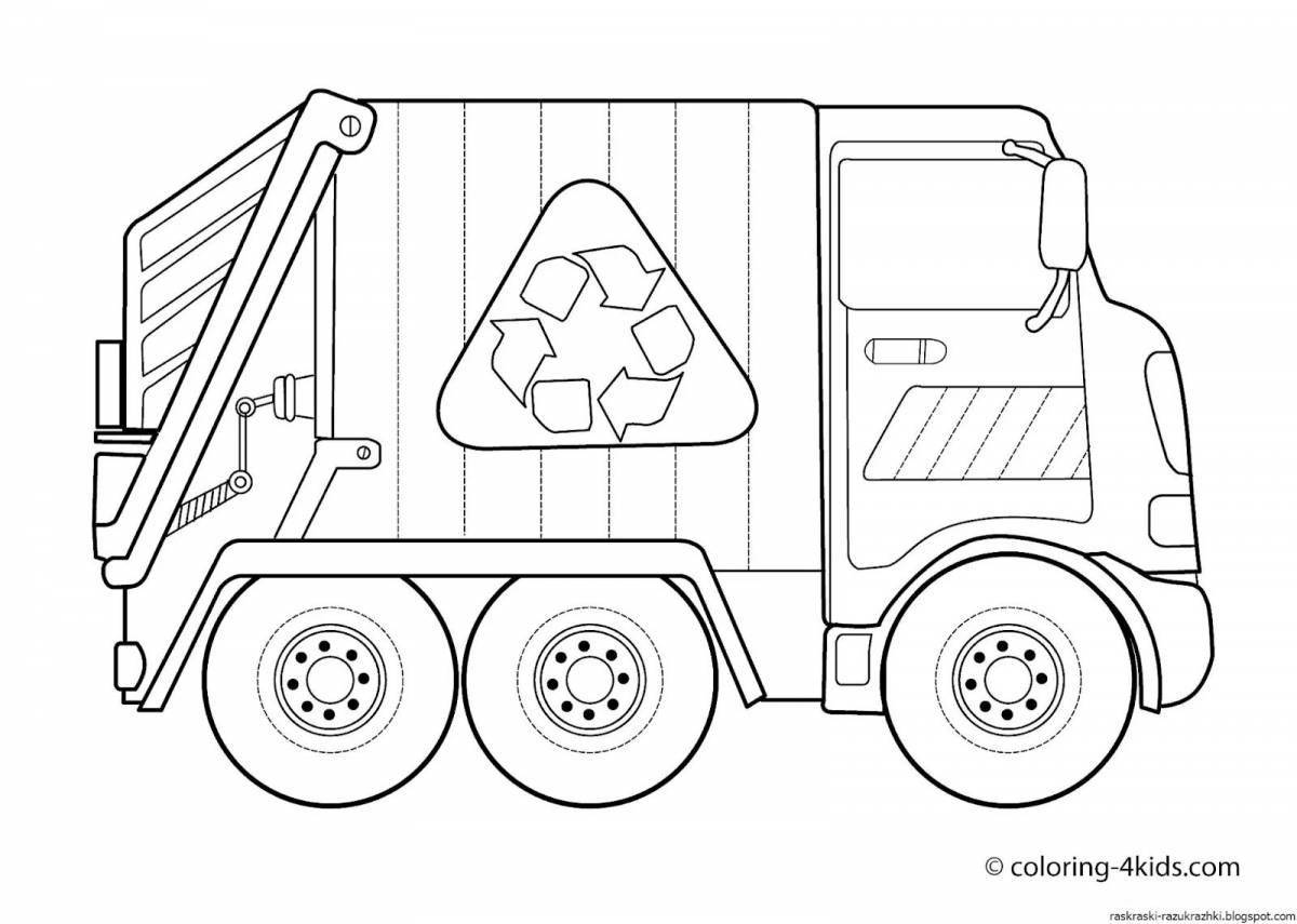 Fancy garbage truck coloring book for 3-4 year olds
