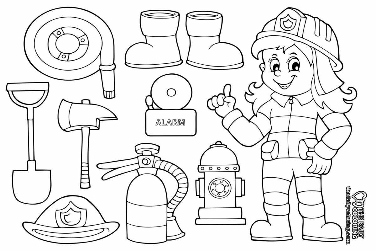 Adorable fire extinguisher coloring book for 5-6 year olds