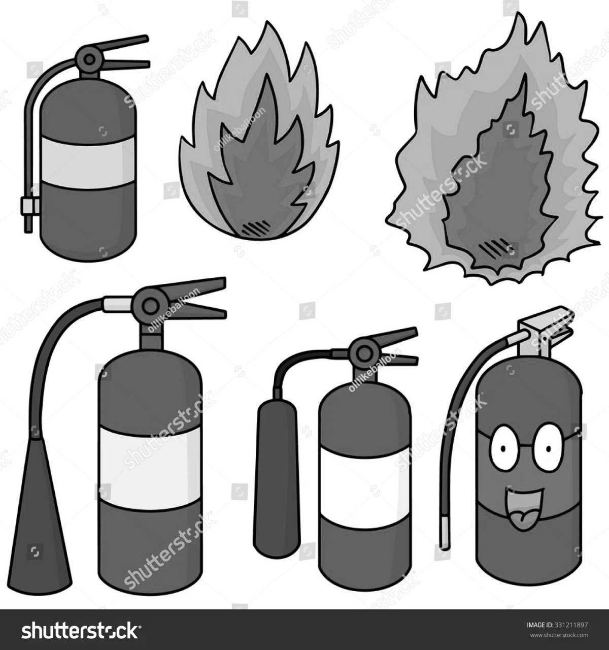 Stimulating fire extinguisher coloring book for 5-6 year olds