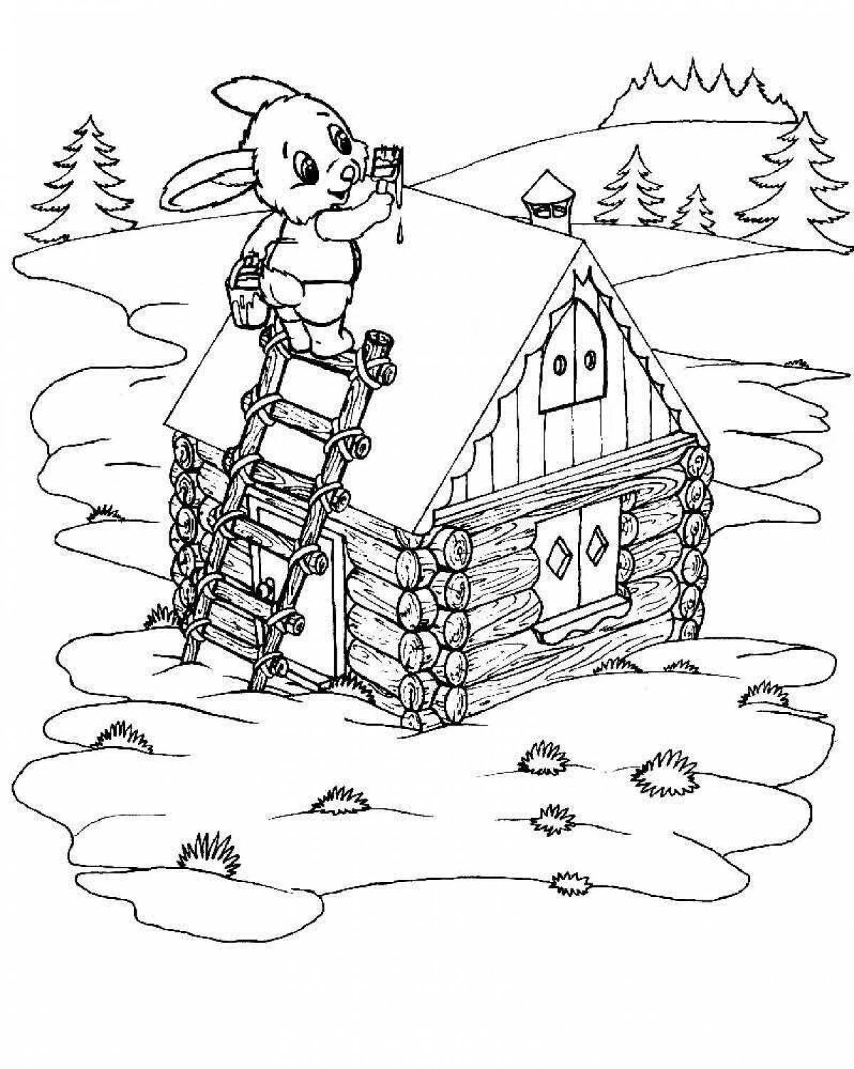 Coloring book alluring hare's hut