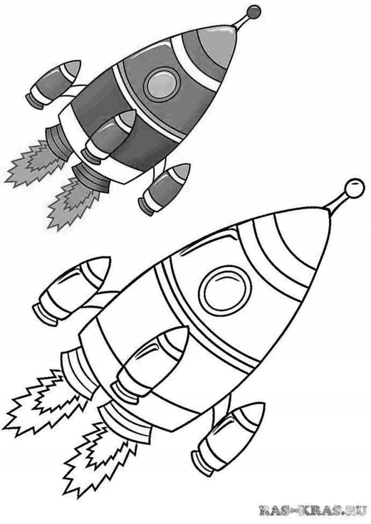 Радостная ракета-раскраска для детей 5-6 лет