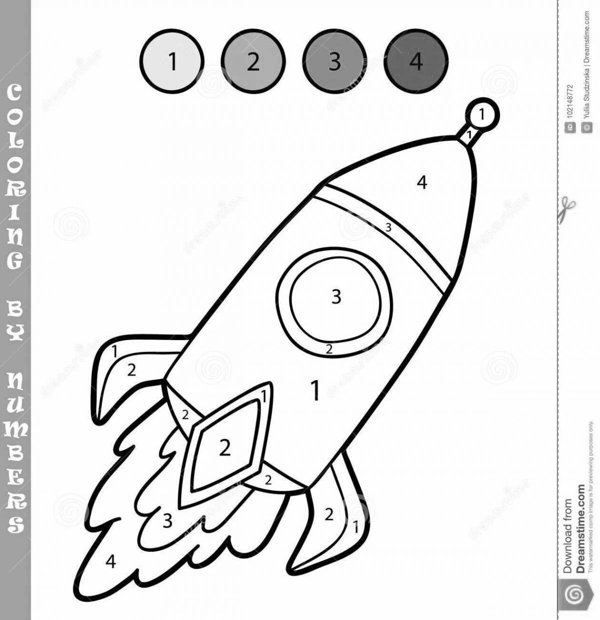 Очаровательная ракета-раскраска для детей 5-6 лет