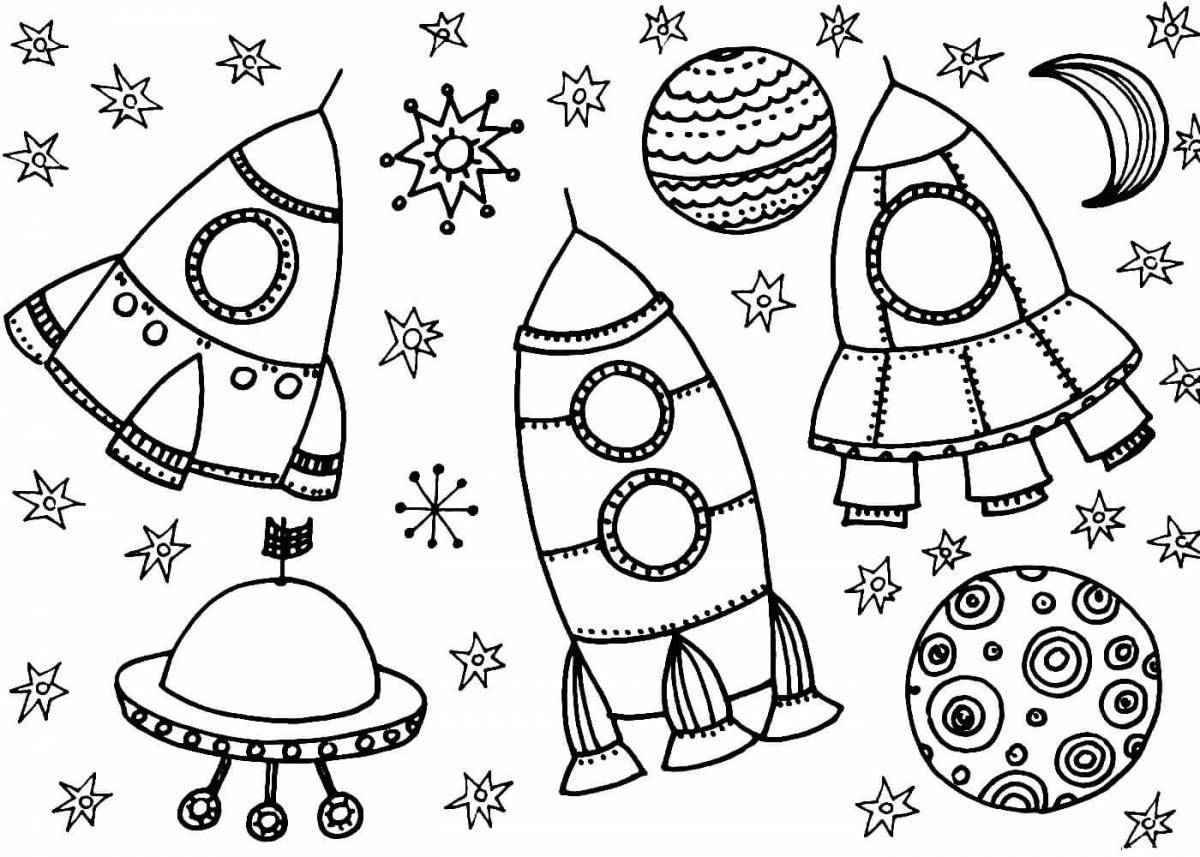 Cute rocket coloring book for kids 5-6 years old