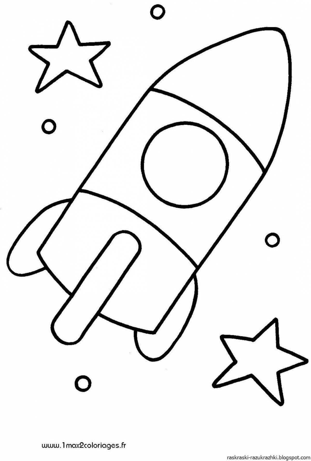 Забавная раскраска ракеты для детей 5-6 лет