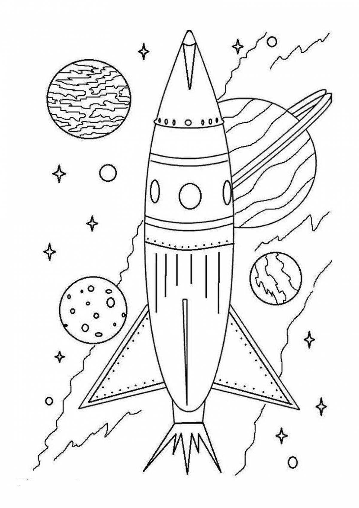 Attractive rocket coloring book for 5-6 year olds