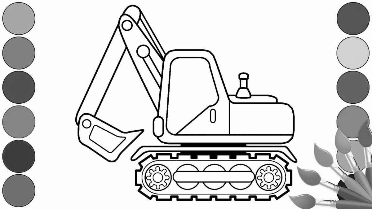 Excavator for kids coloring page