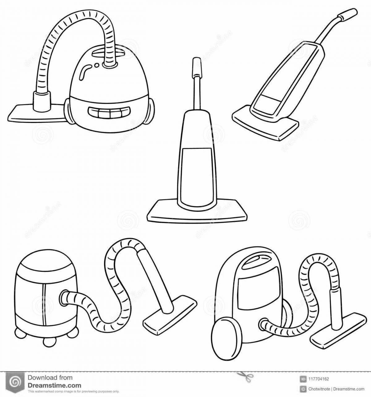 Красочная страница раскраски пылесоса для детей 3-4 лет