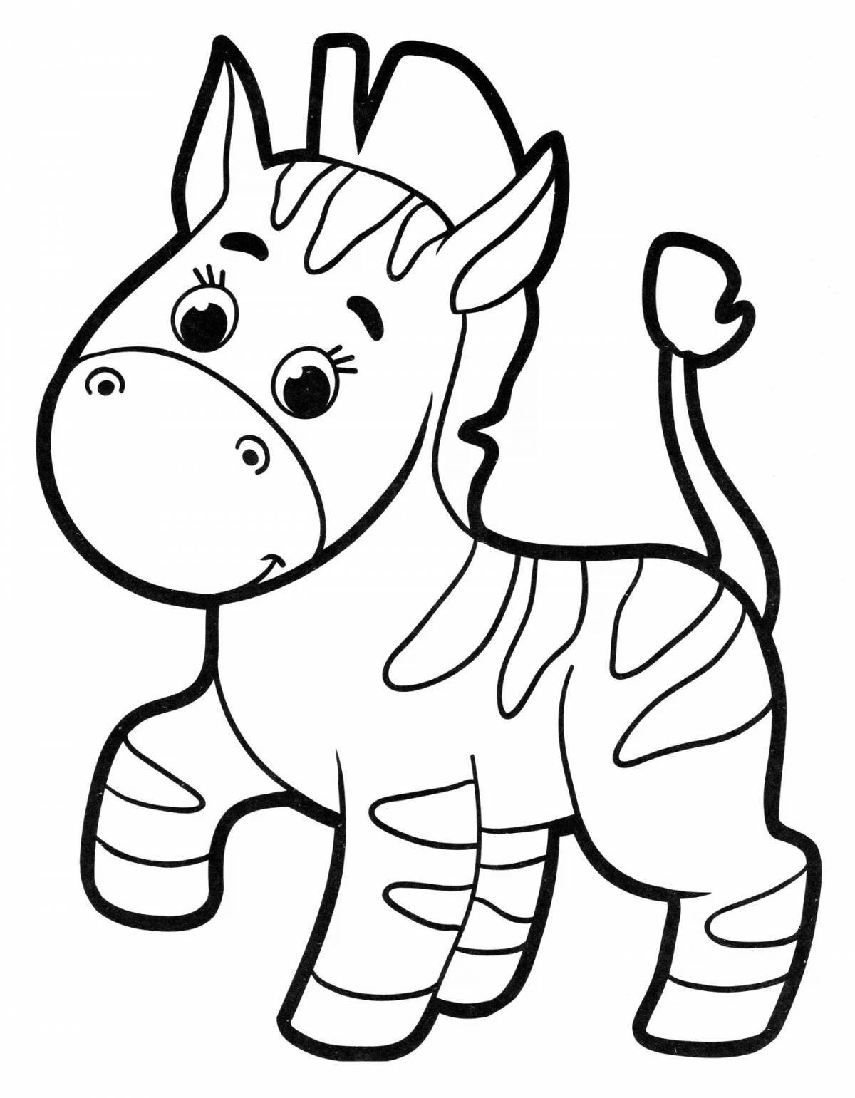 Colorful zebra coloring page for 3-4 year olds