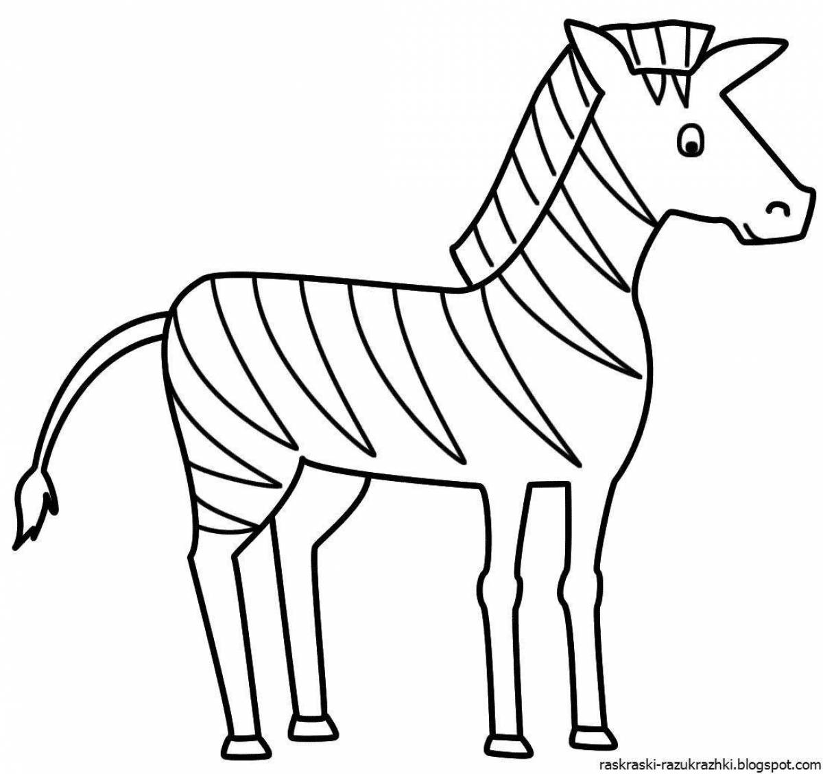 Раскраска яркая зебра для дошкольников 3-4 лет