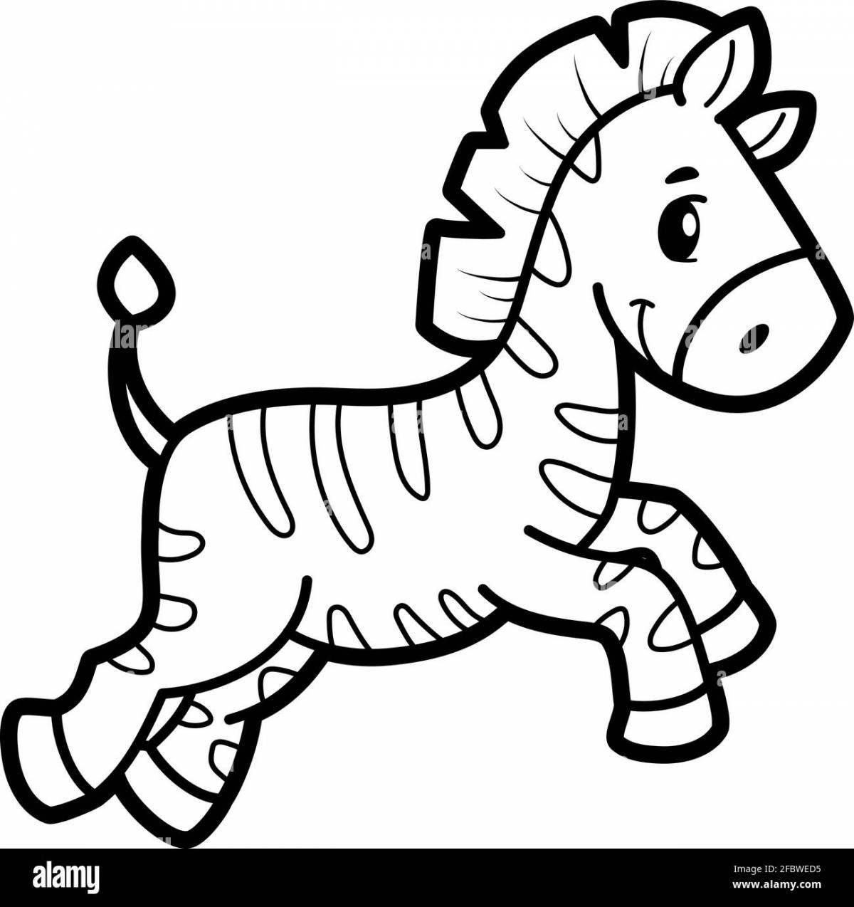 Bright zebra coloring book for 3-4 year olds