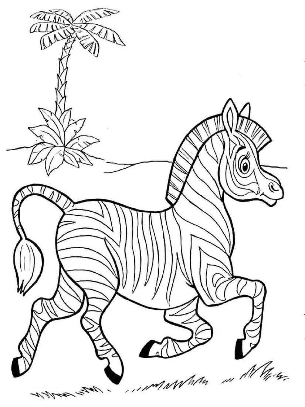 Увлекательная раскраска зебра для детей 3-4 лет