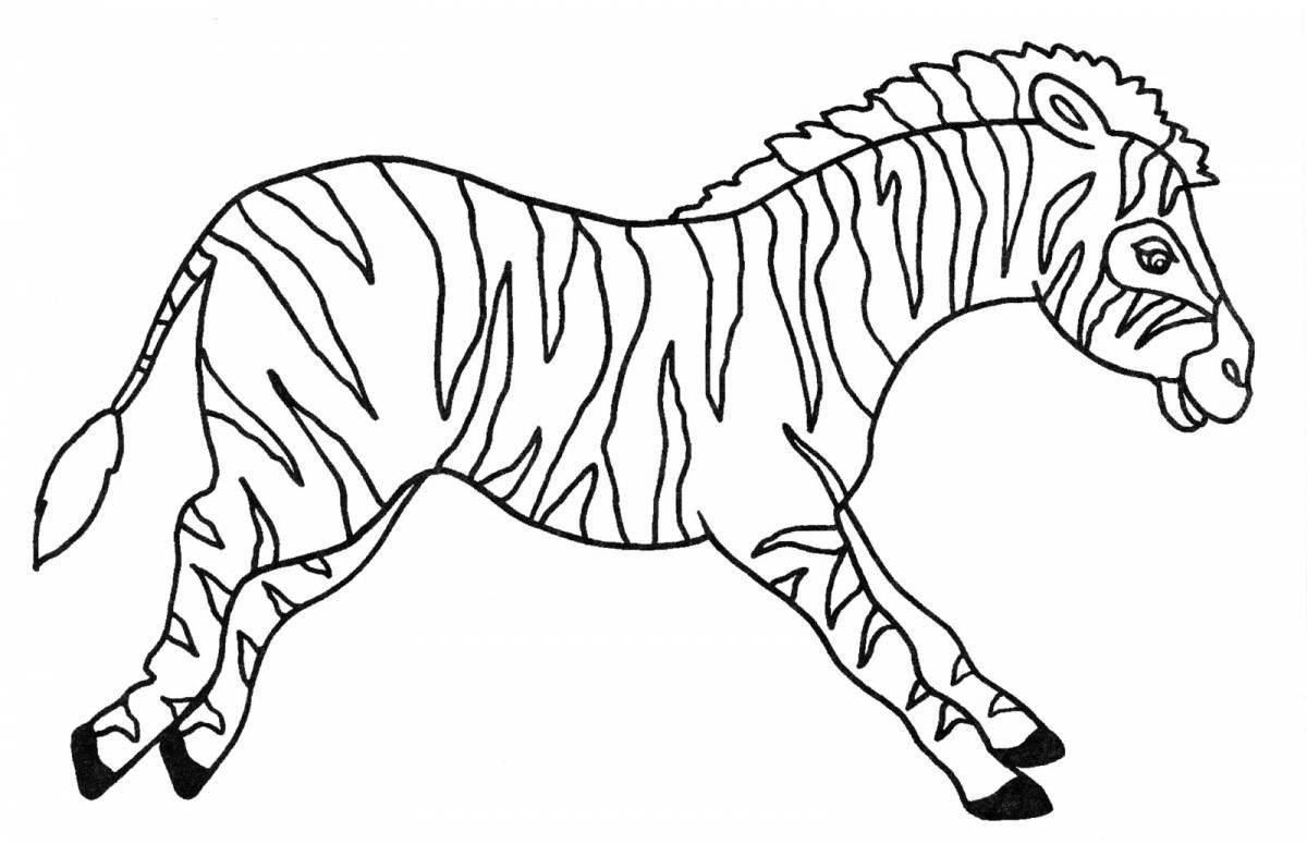 Развлекательная раскраска зебра для малышей 3-4 лет