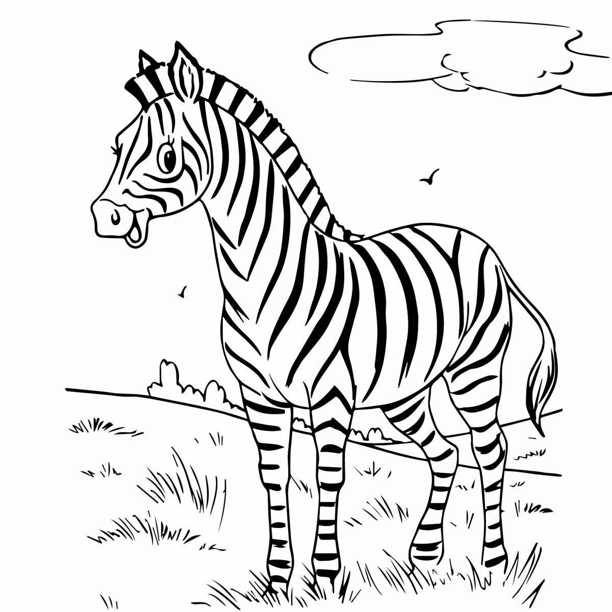 Очаровательная зебра-раскраска для детей 3-4 лет