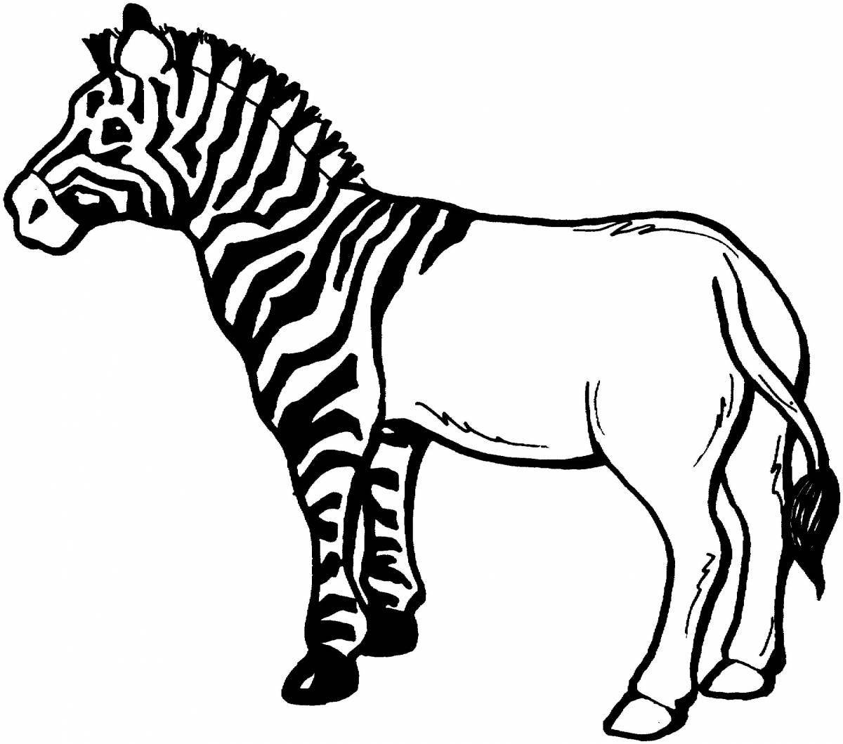 Милая раскраска зебра для малышей 3-4 лет