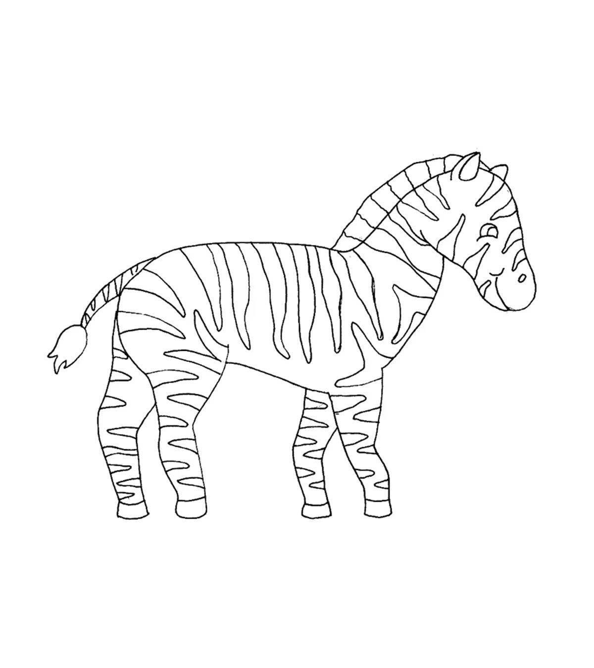Очаровательная зебра-раскраска для малышей 3-4 лет