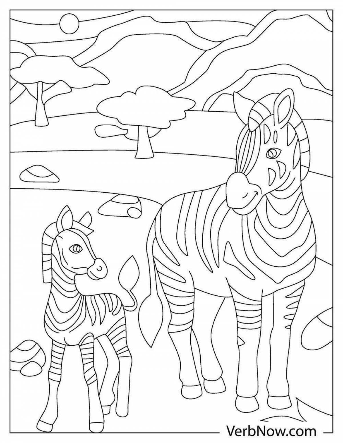 Великолепная раскраска зебра для малышей 3-4 лет