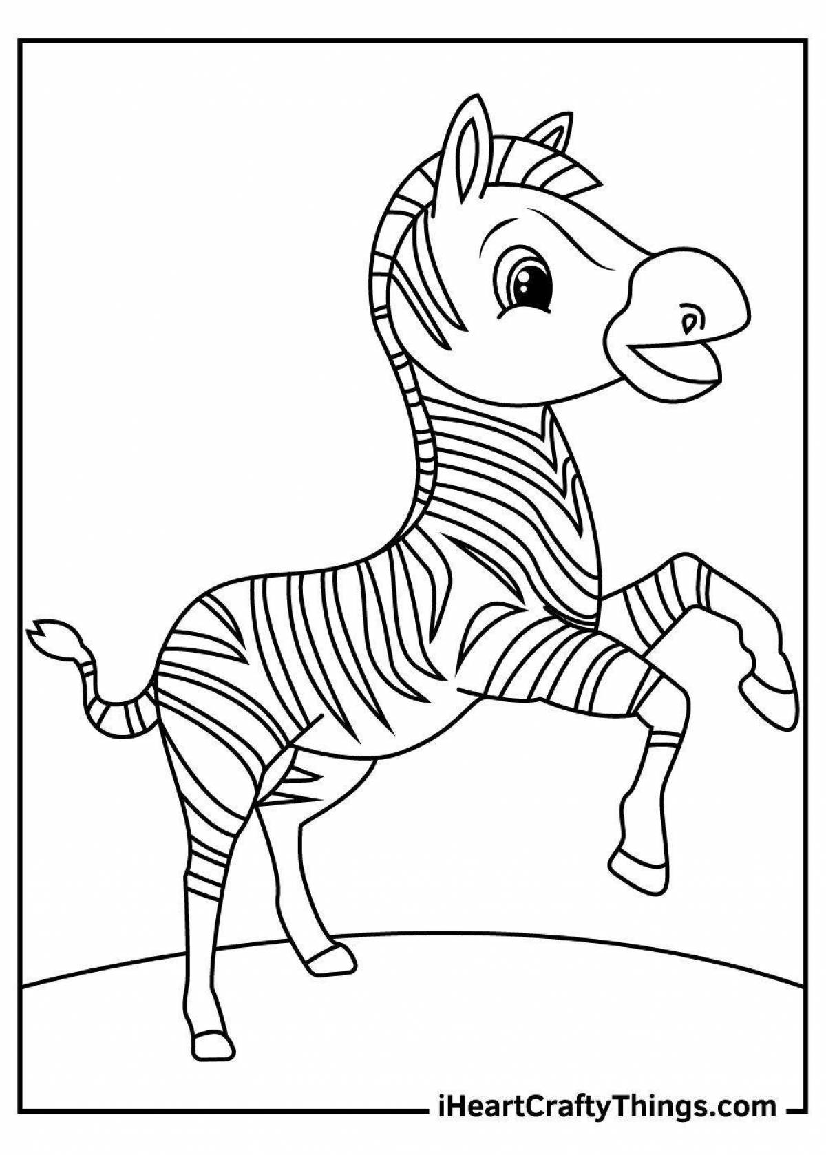 Замечательная раскраска зебра для дошкольников 3-4 лет