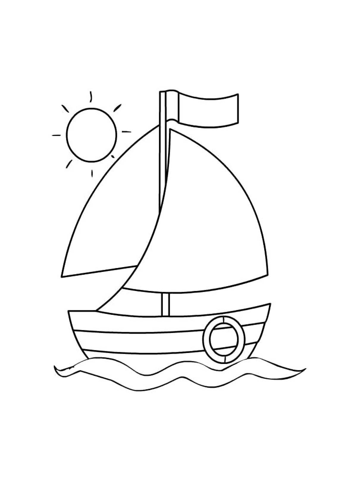 Раскраска кораблик для детей 3-4 лет