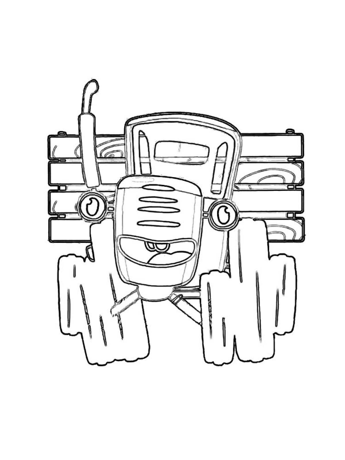 Раскраска трактор из мультика синий трактор