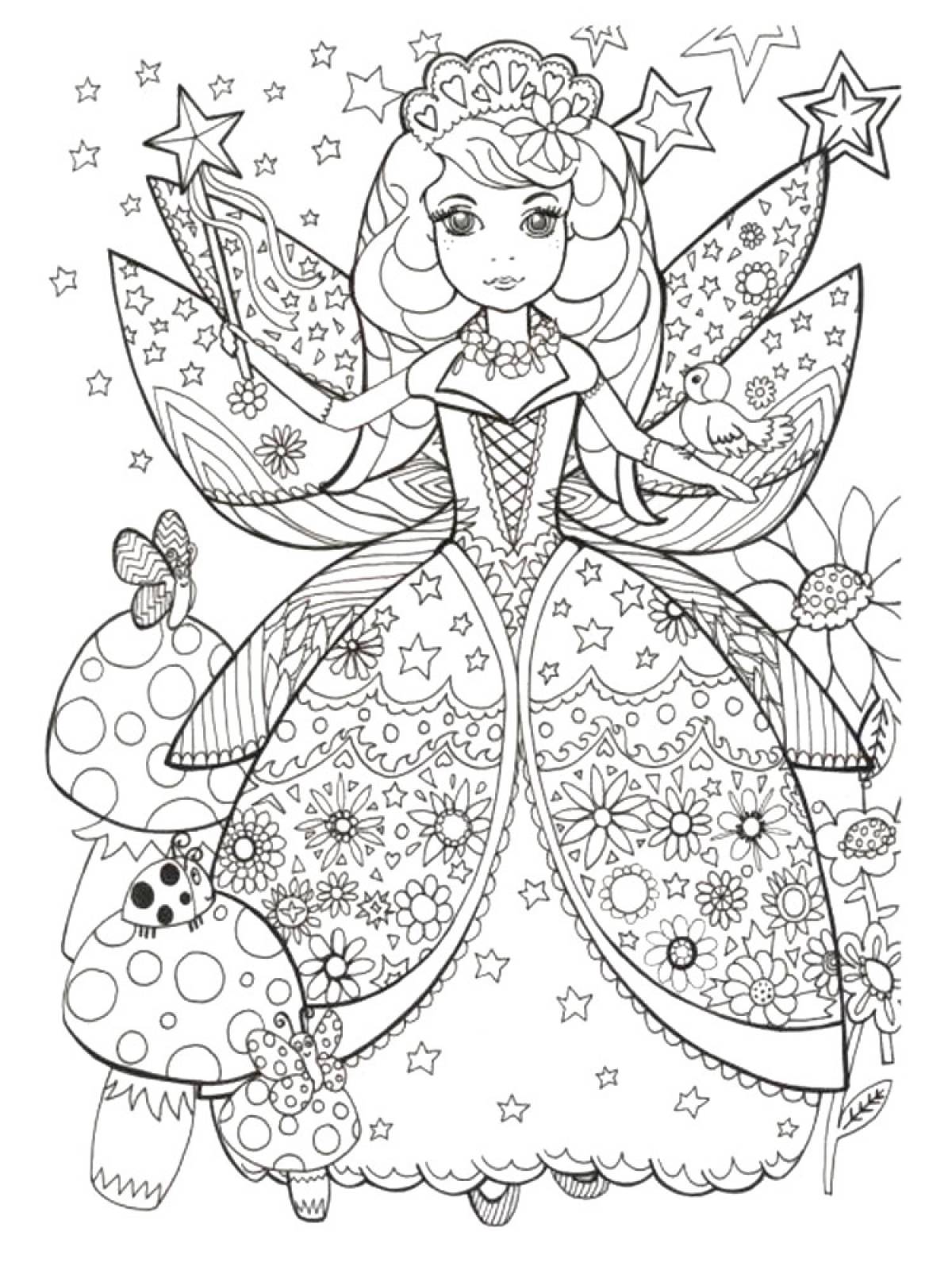 Раскраски для детей феи и принцессы