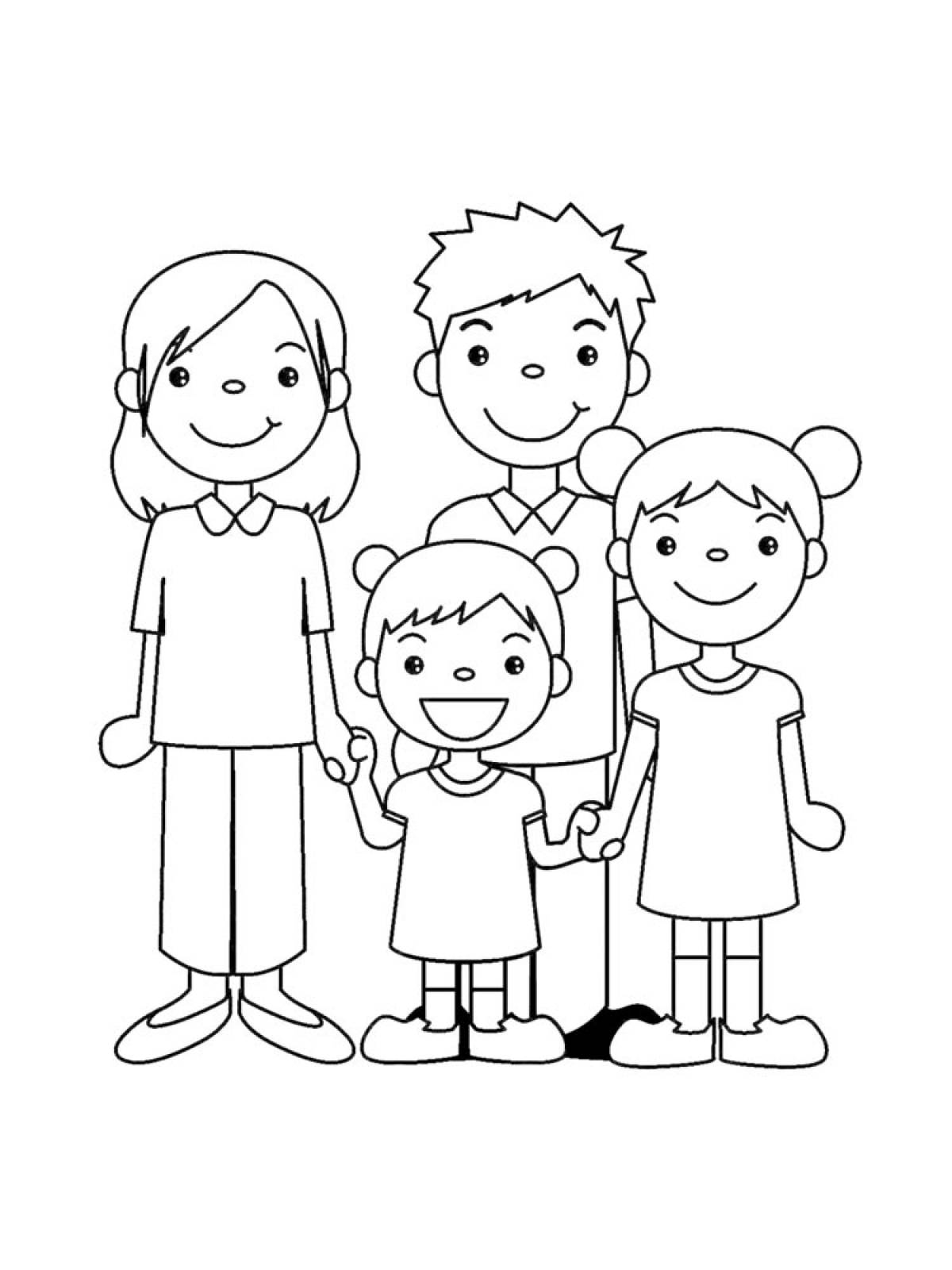 Год семьи 2024 распечатать. Раскраска семья. Семья раскраска для детей. Раскраска семья из 4 человек. Семья картинка для детей раскраска.