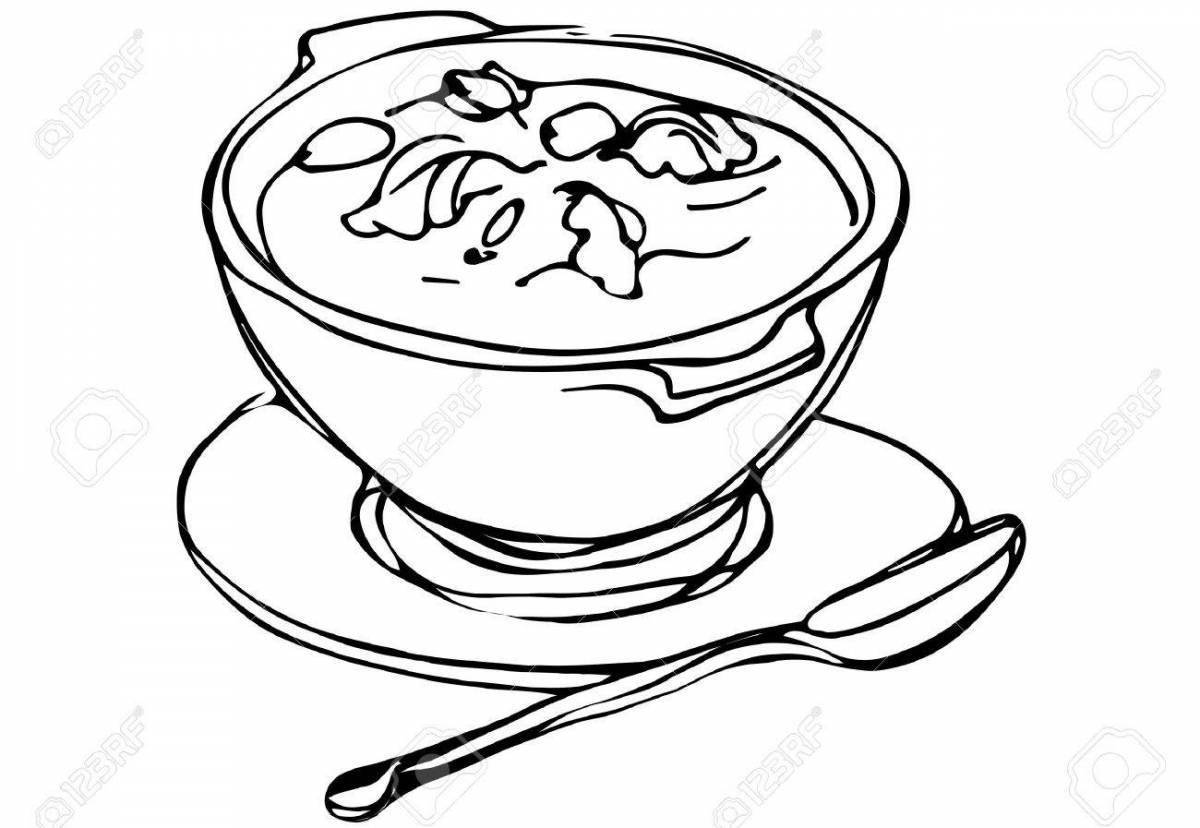 Раскраска тарелка с супом для детей