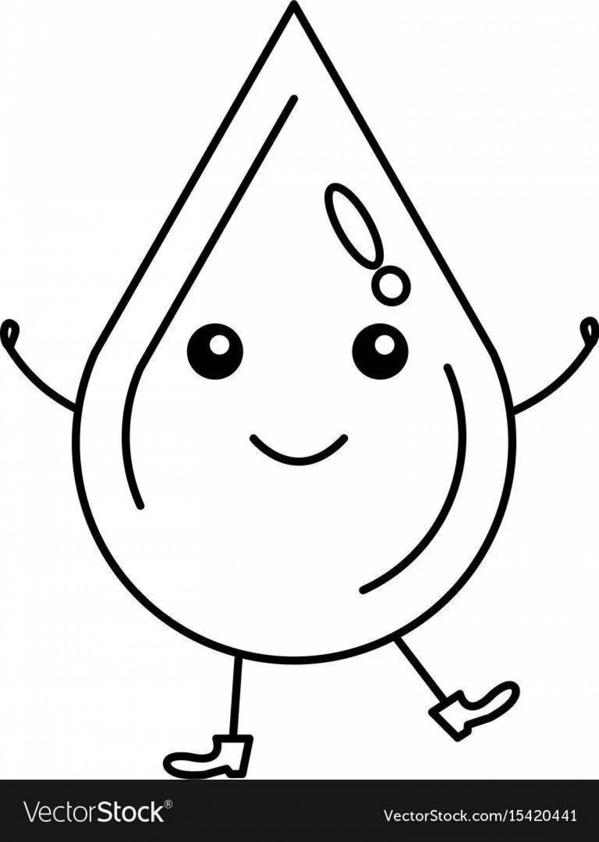 Рисунок капельки воды для детей с улыбкой раскраска