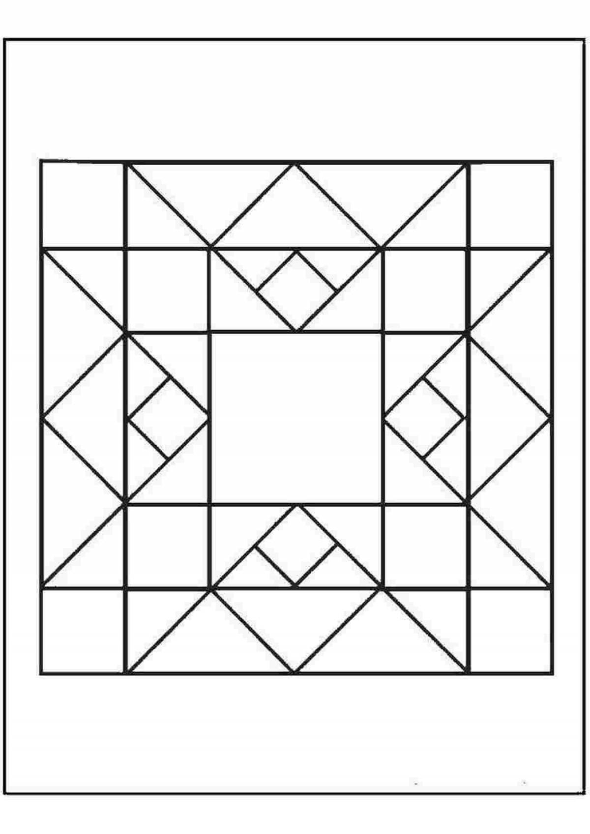 Рисование геометрического орнамента в квадрате