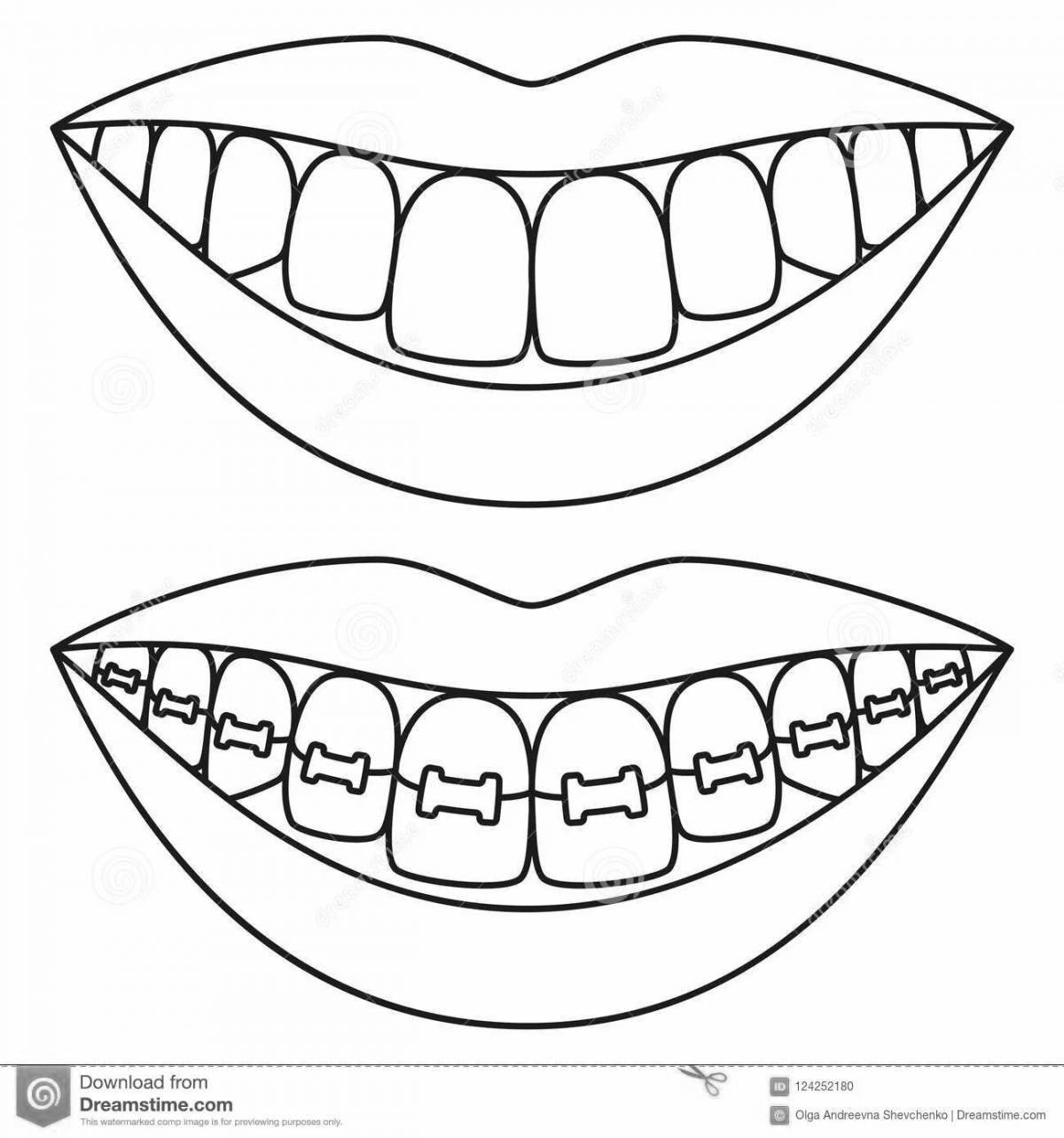 Раскраска рот с зубами для детей